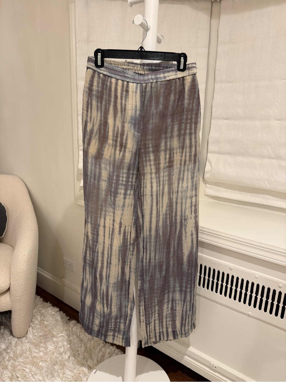 COS Tie-Dye Lounge Pants in Cream and Dusty Blue-Grey